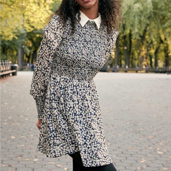 Lulu’s Floral Forever Navy Blue Floral Print Smocked Skater Dress - Picture 2 of 5